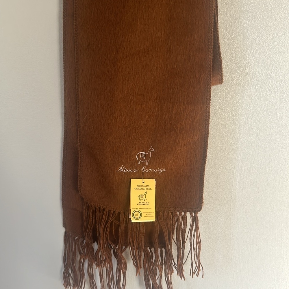 Alpaca Camargo Alpaca Scarf Caramel Brown Long 74 inch long approx - Picture 5 of 5